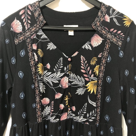 STYLE & CO | Black Peasant Boho Long Sleeve Dress - Picture 4 of 16